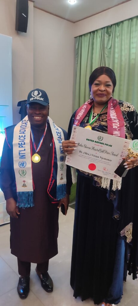 AMB. Prof. Johnson Akuma Obuna with the Deputy clerk of the House of Representative Amb. Dr. Vivien Njemanze.