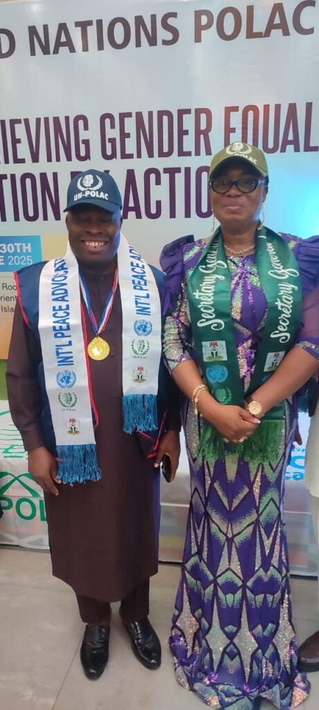 AMB. Prof. Johnson Akuma Obuna with UN- POLAC Secretary General, Amb. Patricia Chioma Agu.